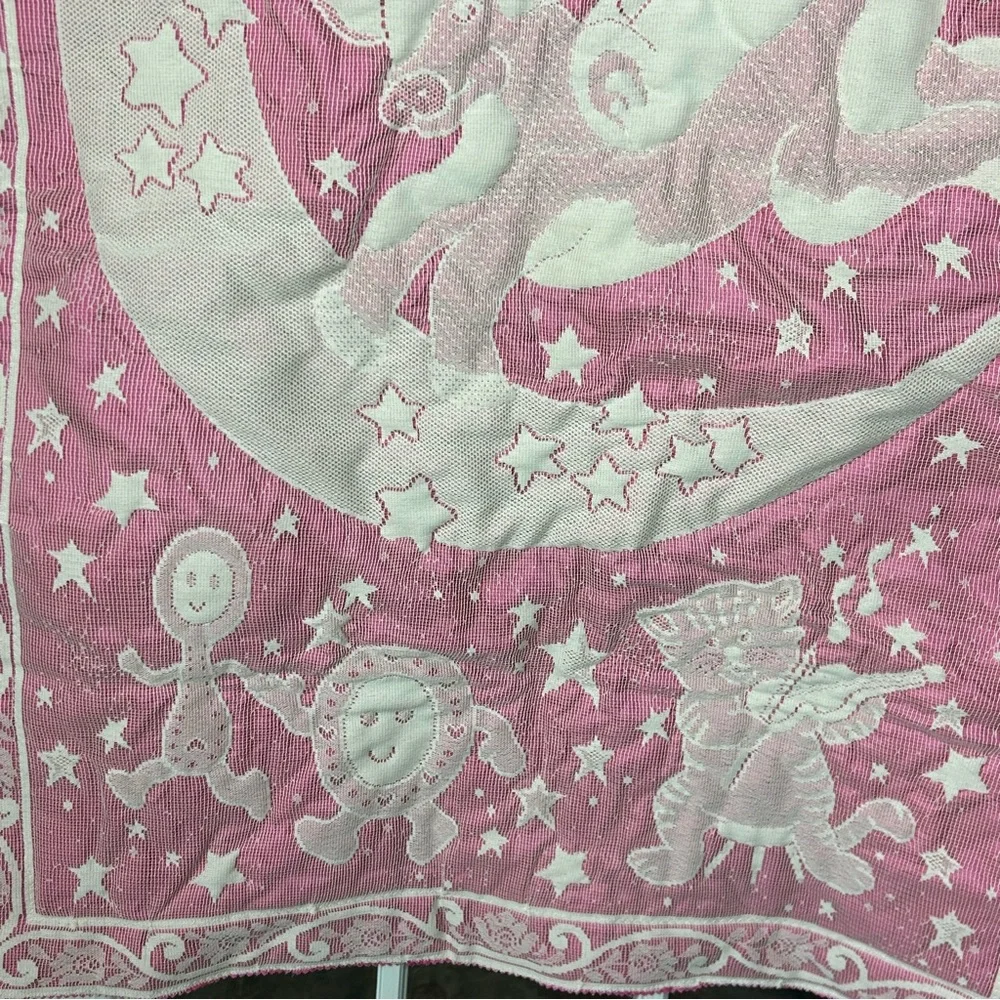 Vintage Storybook Nursery Wall Hanging Mother Goose, Pink and White‎ Appliqué